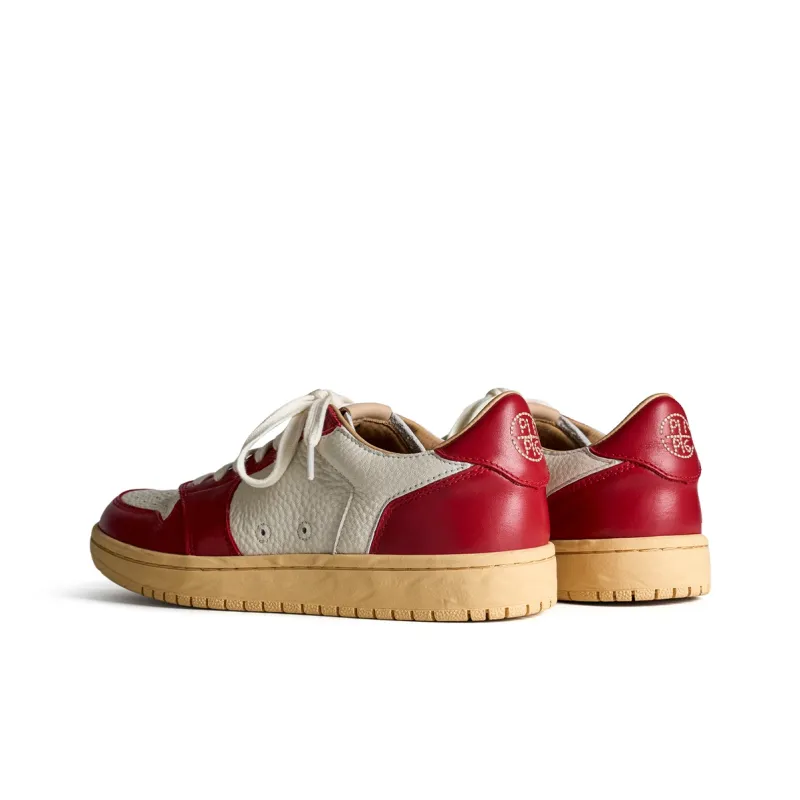 PIPG Slip Resistant Shock Absorbers Low Top Skateboard Shoes Unisex White Red-2