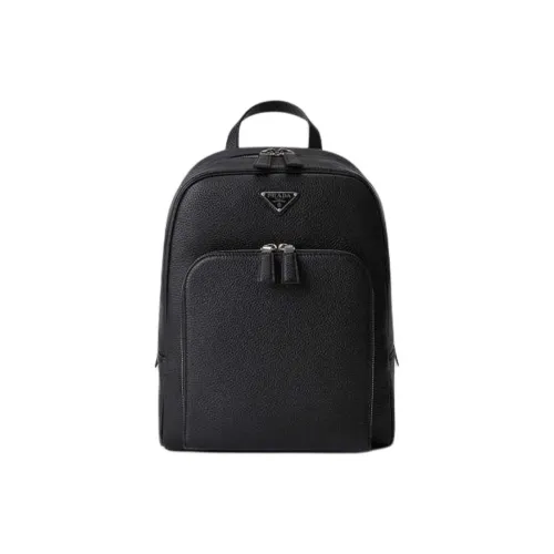 PRADA Cow Leather Backpack Men's Black