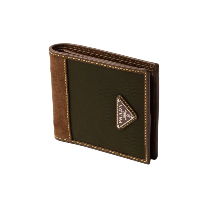 PRADA Re Nylon Polyamide Wallet Men's Musk Green With Cocoa-1