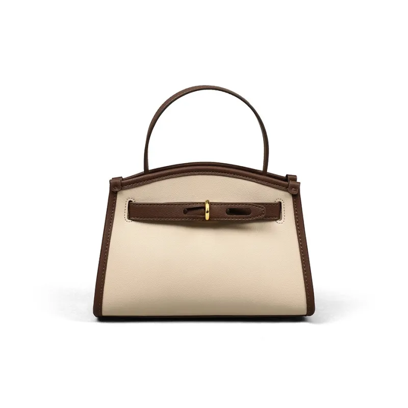 Bullrun Cow Leather Handbag Regular Women's Ecru & Coffee-3