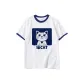 White with Navy Blue Edge