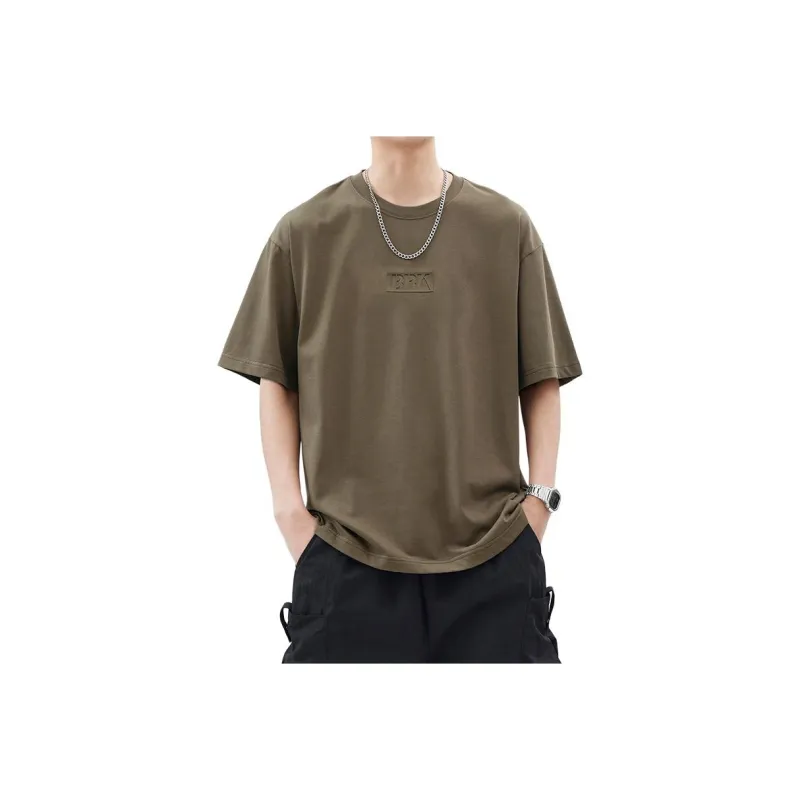 WOOD SOON Cotton Crew Neck Loose Fit Casual Half Sleeve T Shirt Top Unisex-0