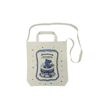 Sanrio Cotton Tote Bag, Shopping Bag, Shoulder Bag, Handbag Unisex White & Blue