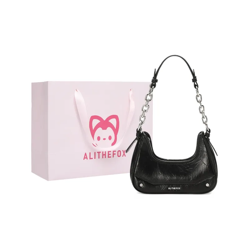 ALI THE FOX Synthetic Leather Underarm Shoulder Bag Women's Laser Silver/Deep Black/Ecru/Rose Pink-6