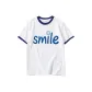 White with Navy Blue Edge