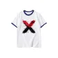 White with Navy Blue Edge