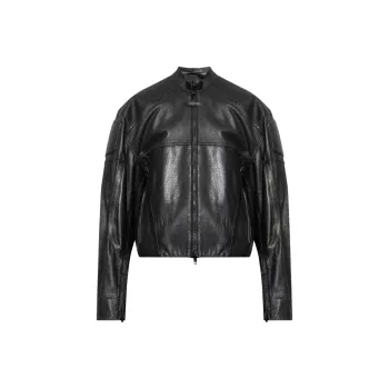Balenciaga Leather Jacket Men's Black