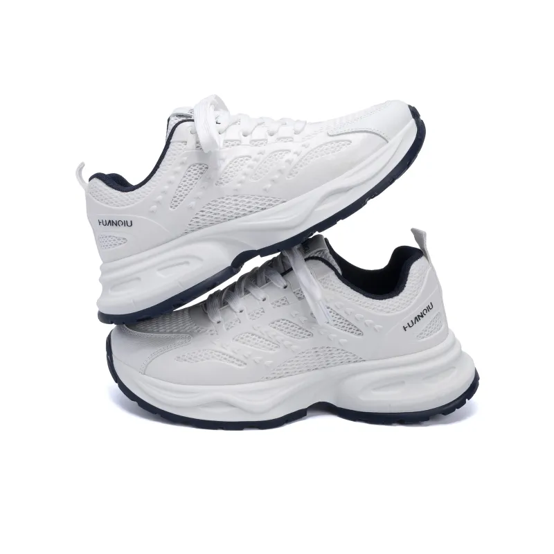HUANQIU Abrasion Resistant Coverage Lightweight Low Top Chunky Sneakers Men's White Blue-2