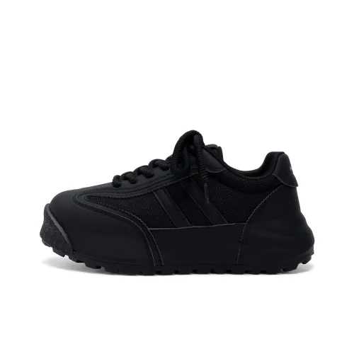 HUANQIU Abrasion Resistant Lightweight Height Increasing Low Top Chunky Sneakers Men's Black