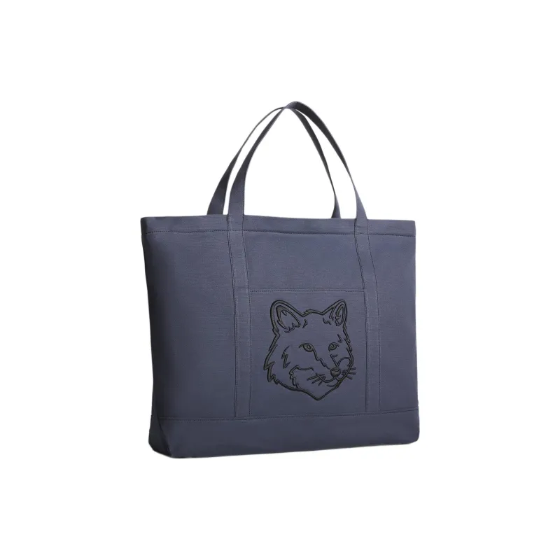 Maison Kitsune Cotton Tote Bag, Shopping Bag, Crossbody Bag, Handbag Extra Large Unisex Slate Gray-1