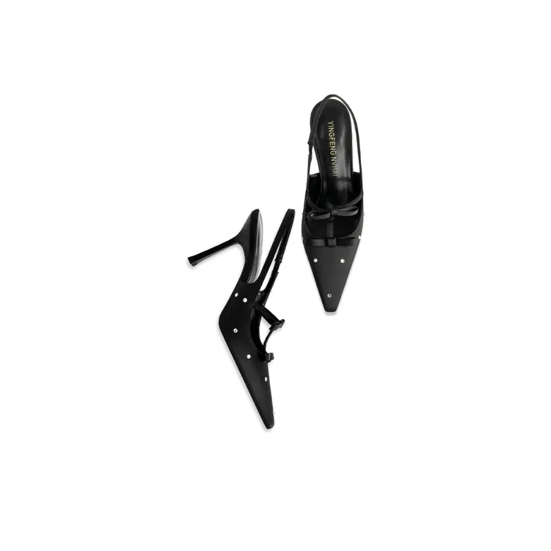 Lan Miao Slim Heel High Heels Women's Black-4