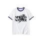 White with Navy Blue Edge