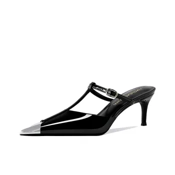 Lan Miao Rubber Sole Closed Toe Slippers Women's Black