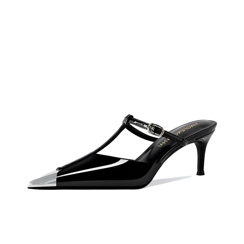 Lan Miao Rubber Sole Closed Toe Slippers Women's Black-0
