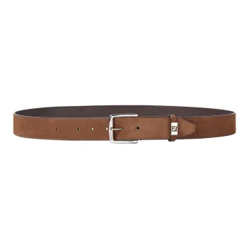 FENDI Calfskin Leather Belts Men's Brown Width 3.5CM