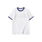 White with Navy Blue Edge