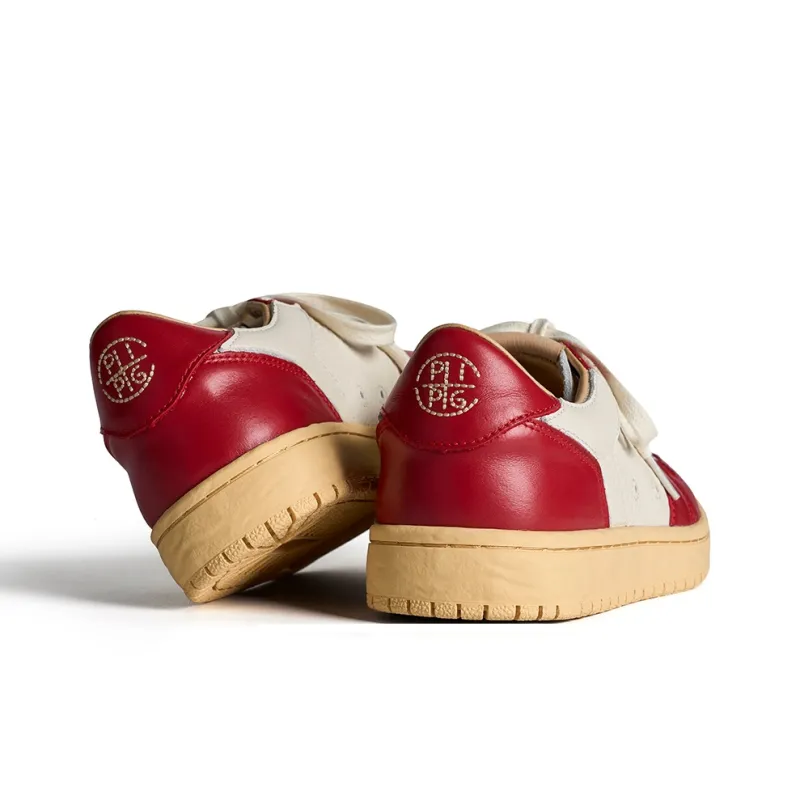 PIPG Slip Resistant Shock Absorbers Low Top Skateboard Shoes Unisex White Red-3