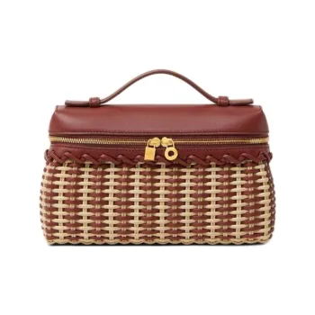 Loro Piana ExtraPocket Rattan One Shoulder Clutch Handbag Women's Malt & Dark Red