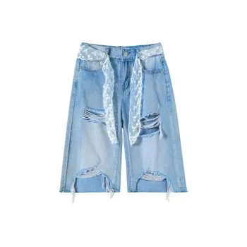 Garbege Denim Shorts Women's Light Blue