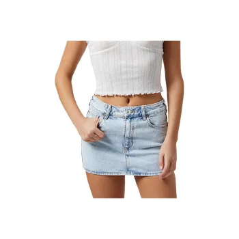 PACSUN Denim Short Skirts Women's Light Blue