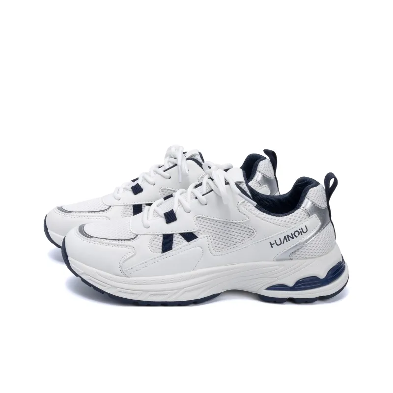 HUANQIU Abrasion Resistant Coverage Lightweight Low Top Chunky Sneakers Men's White Blue-1