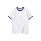 White with Navy Blue Edge
