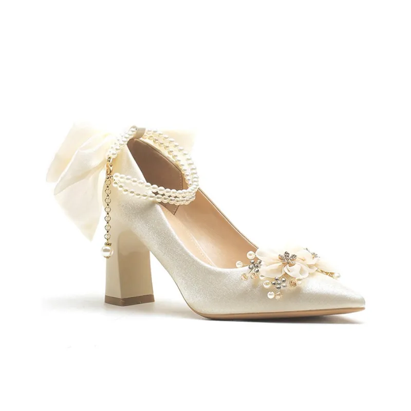 KATHRYN WILSON Chunky Heel High Heels Women's Apricot-1