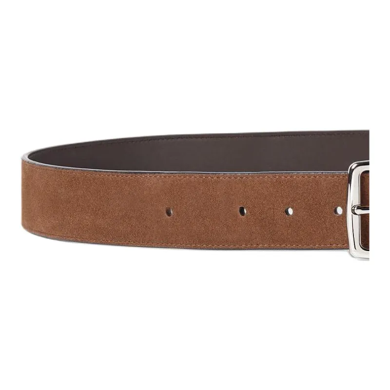 FENDI Calfskin Leather Belts Men's Brown Width 3.5CM-1