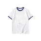 White with Navy Blue Edge