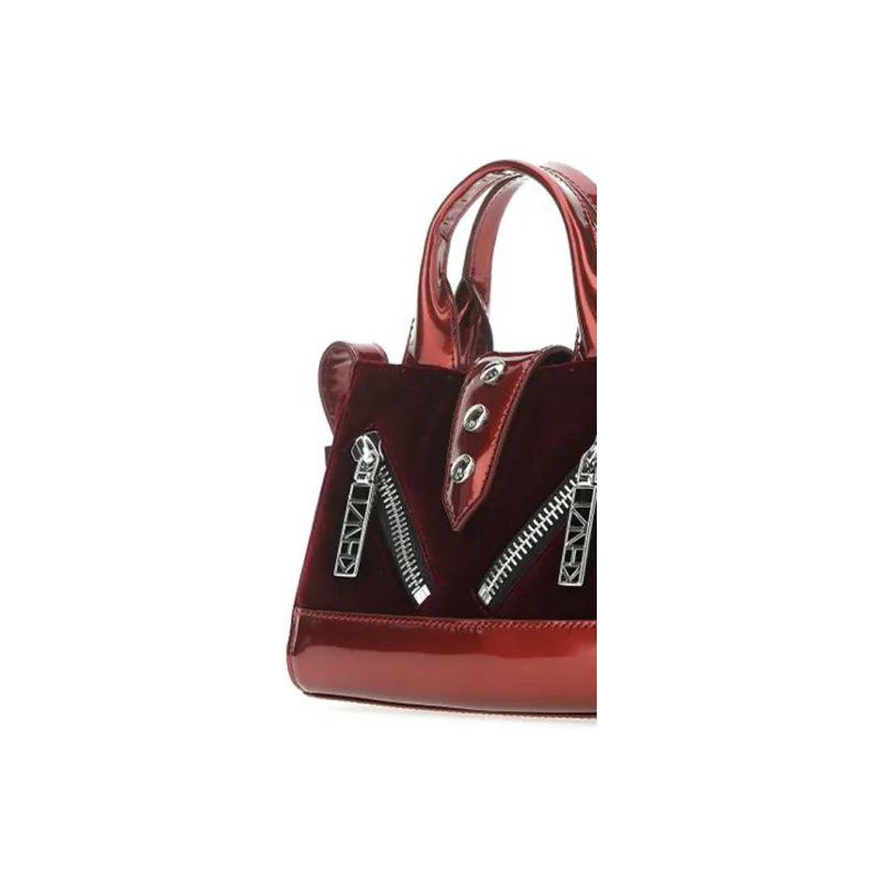 KENZO Leather Crossbody Bag, Shoulder Bag, Biker Bag, Handbag Women's Red-2