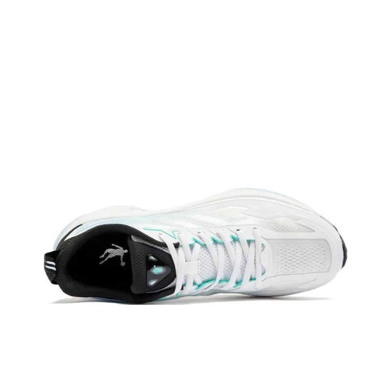 QIAODAN Breathable And Slip Resistant Low Top Casual Running Shoes Men's White Blue-2