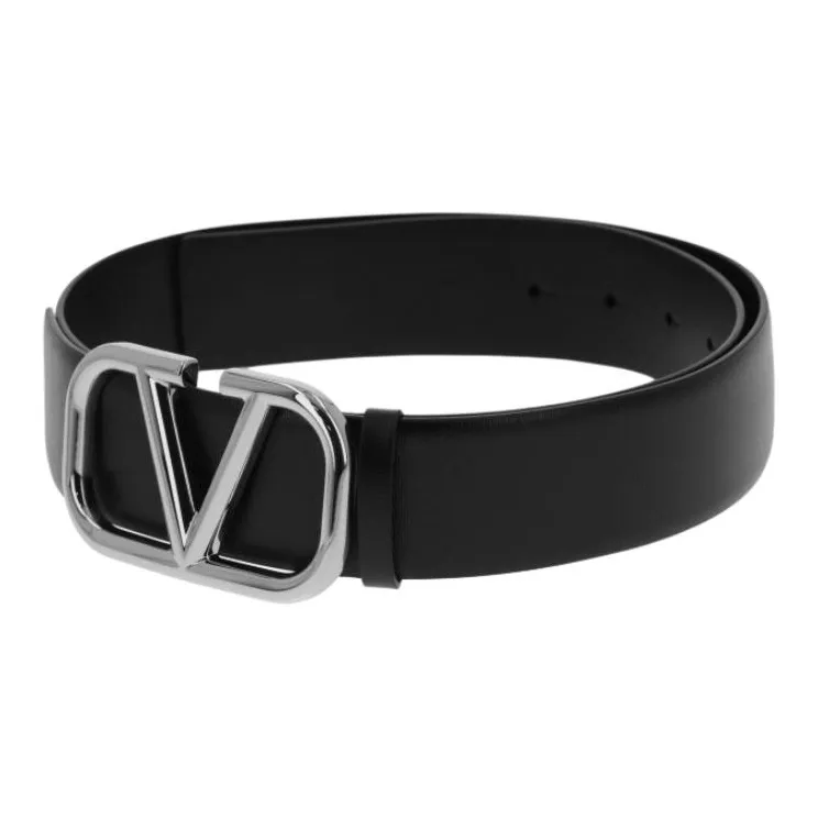 Valentino Cow Leather Belts Unisex Silver -1
