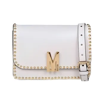 MOSCHINO Calfskin Shoulder Bag Crossbody Bag Women's Gray