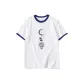 White with Navy Blue Edge