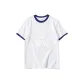 White with Navy Blue Edge