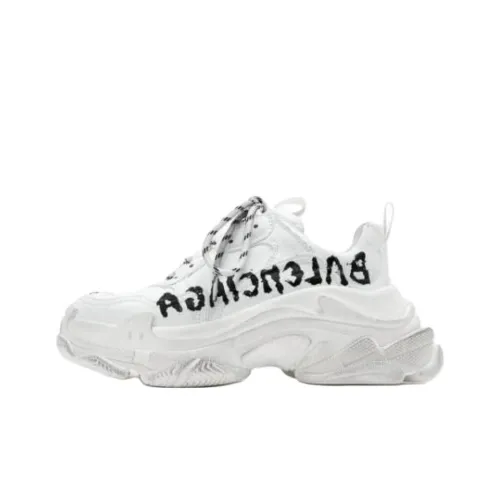 Balenciaga Triple S Low Top Chunky Sneakers Women's White