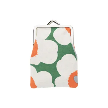 Marimekko Fabric Coin Purse Women's Green/Beige/Orange