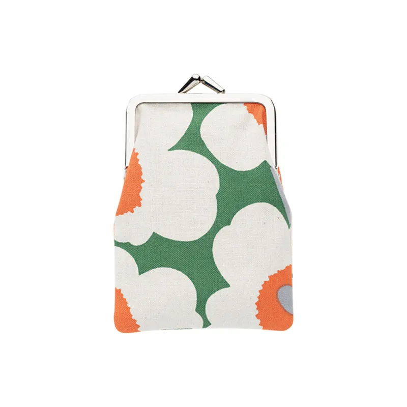 Marimekko Fabric Coin Purse Women's Green/Beige/Orange-0