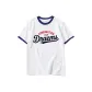 White with Navy Blue Edge
