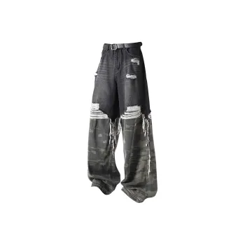 SUNSETMONENT Jeans Unisex Washed Denim Black