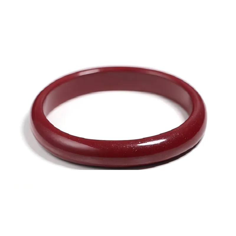 Artisan Lock Heart Jade Reconstructed Cinnabar Bangles Unisex-0
