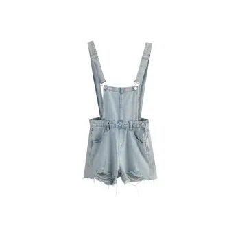 OROI Casual Shorts Women's Light Blue Straps Shorts