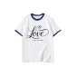 White with Navy Blue Edge