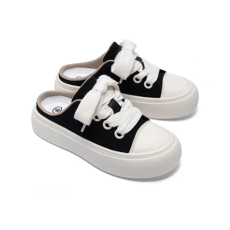 HUANQIU Leather Patchwork Abrasion Resistant Slip Resistant Closed Toe Slippers Women's Black-3