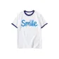 White with Navy Blue Edge
