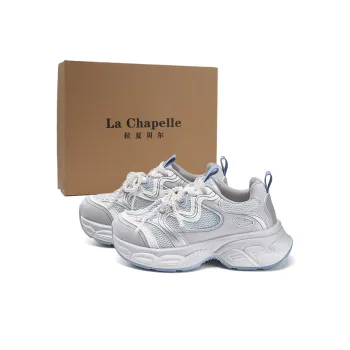 La Chapelle Slip Resistant, Abrasion Resistant, Breathable, Lightweight Low Top Chunky Sneakers Women's Blue
