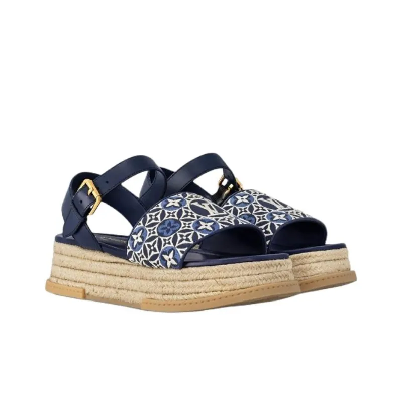 LOUIS VUITTON Maya Platform One Strap Sandals Women's Blue-2