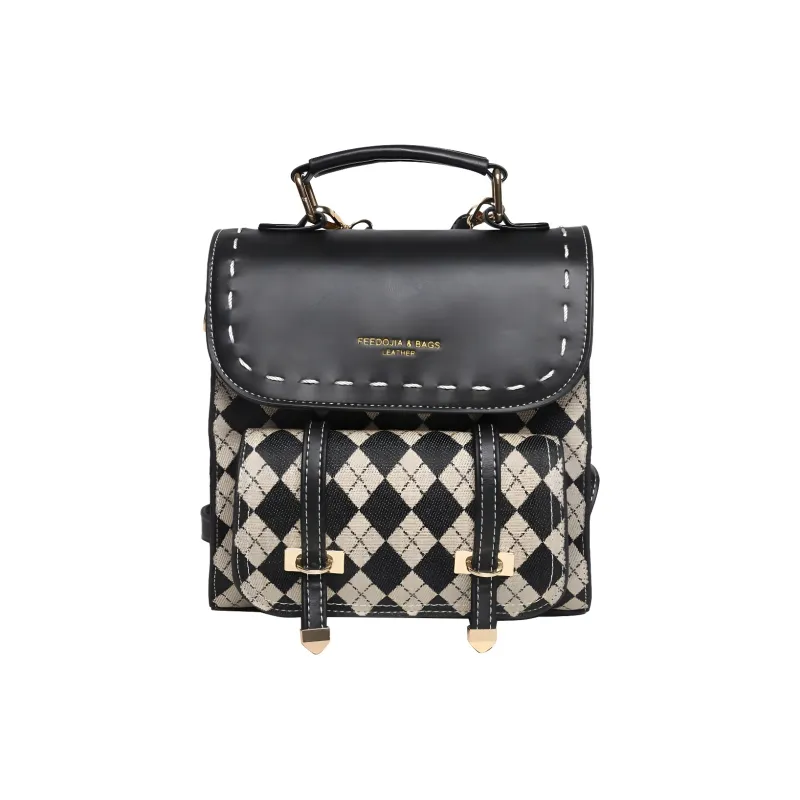 Yalu PU Backpack Women's Dark Brown/Black-0