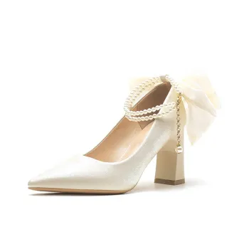 KATHRYN WILSON Chunky Heel High Heels Women's Apricot