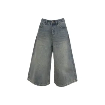 OROI Denim Shorts Women's Vintage Blue Capri Length